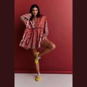 Free People Hazy Baby Printed Mini Dress